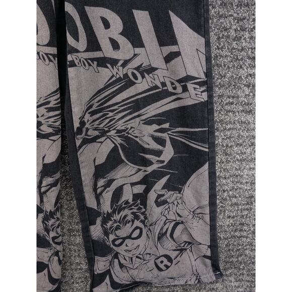 Batman and Robin Jeans Womens 4 Small Black Wide Leg Suspenders Graphic Print - Picture 6 of 16